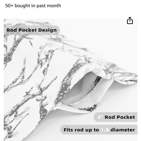 4 window curtain valances - silver & white tree branch design - Picture 11 of 12